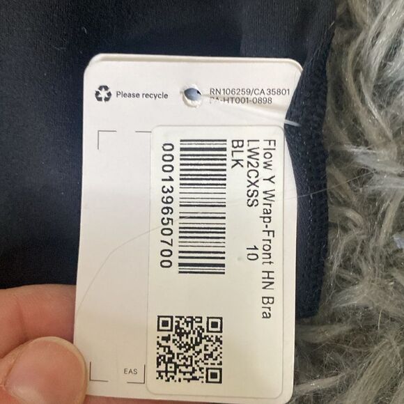 Lululemon Flow Y Wrap- Front High Neck Bra Sz 10 black NWT - Picture 3 of 9